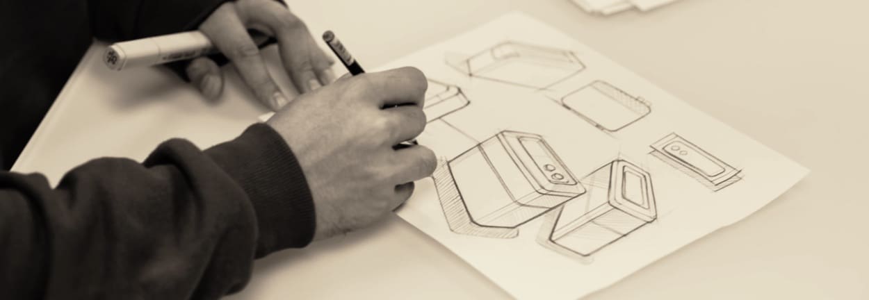 RKS team drawing renderings of Line 6 Amplifier