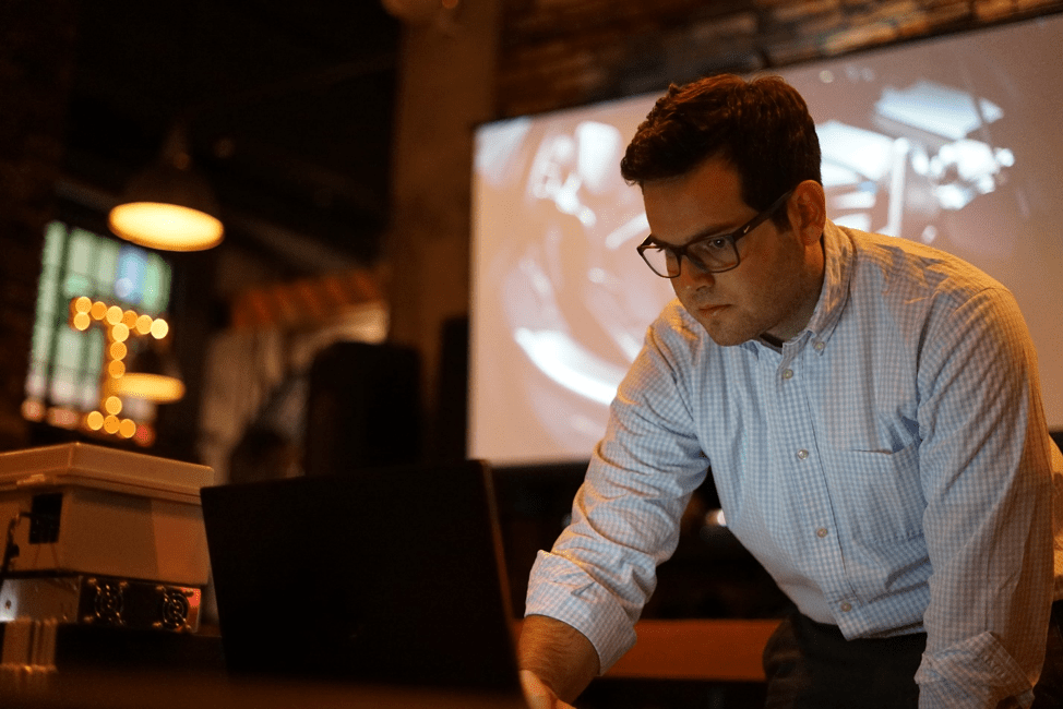 Alex working at RKS Design on a new project