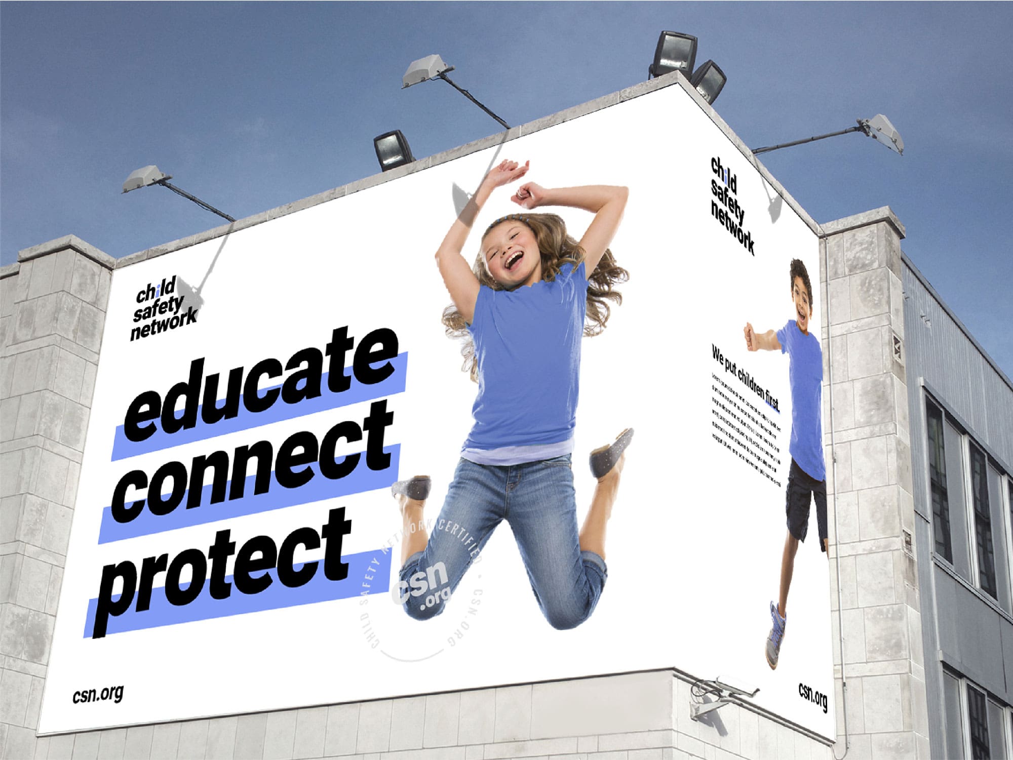 Child Safety Network branding on billboard