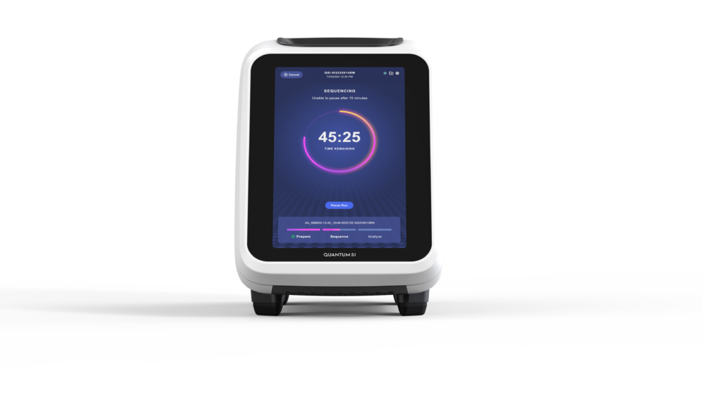 Quantum-Si Platinum Pro sequencing device running a test