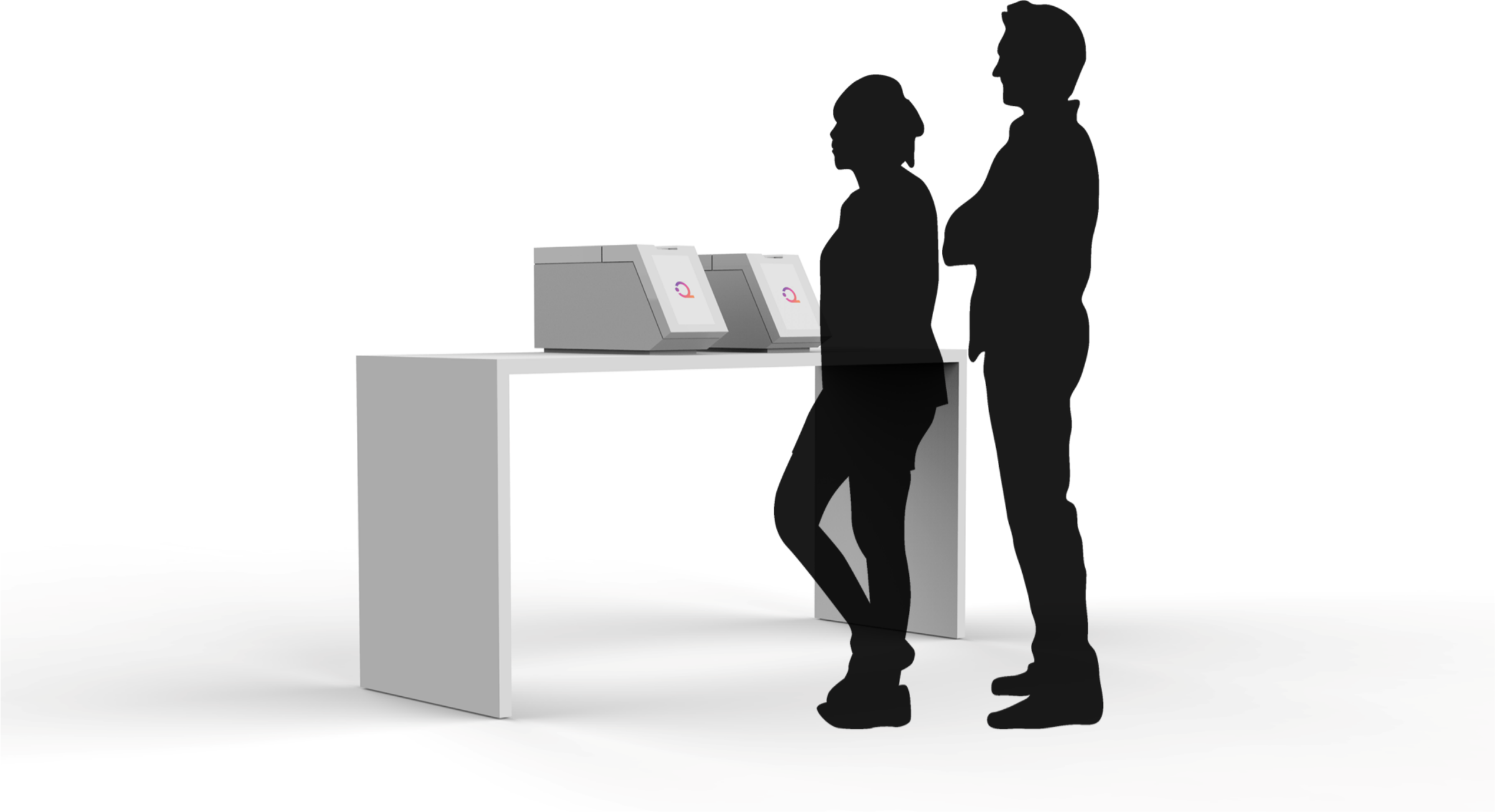 Users interacting with QuantumSi prototypes for usability testing