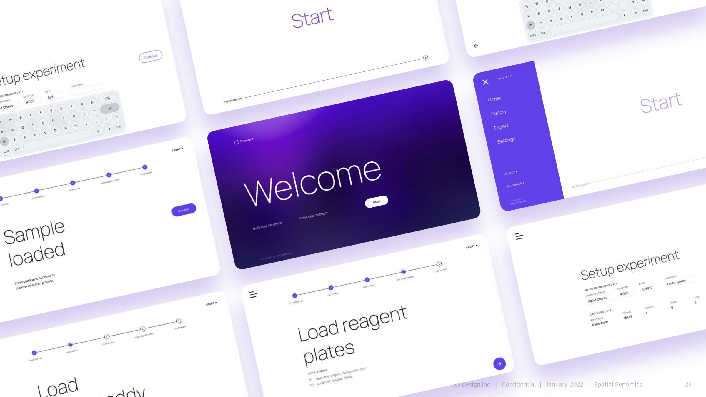 UI/UX screens for the Spatial Genomics system by RKS Design
