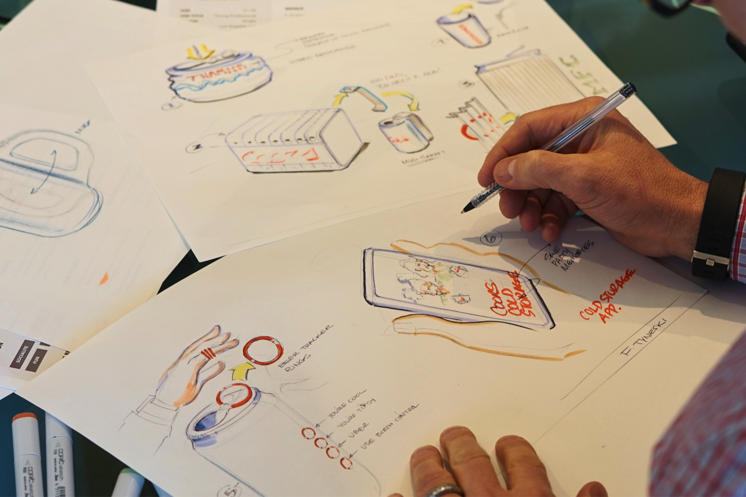 Early product design sketches
