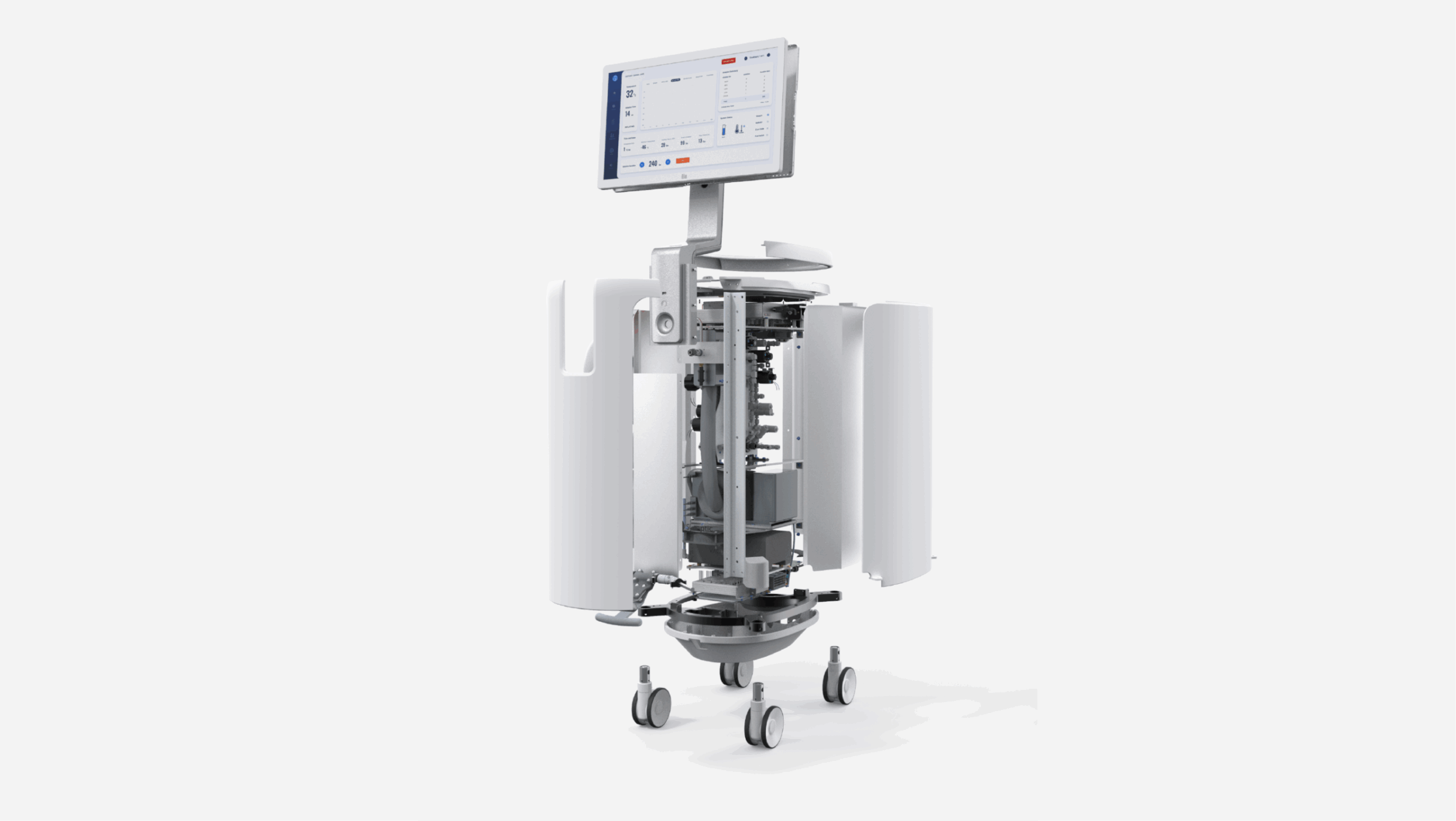 A modern medical device, crafted with advanced product engineering, features an…