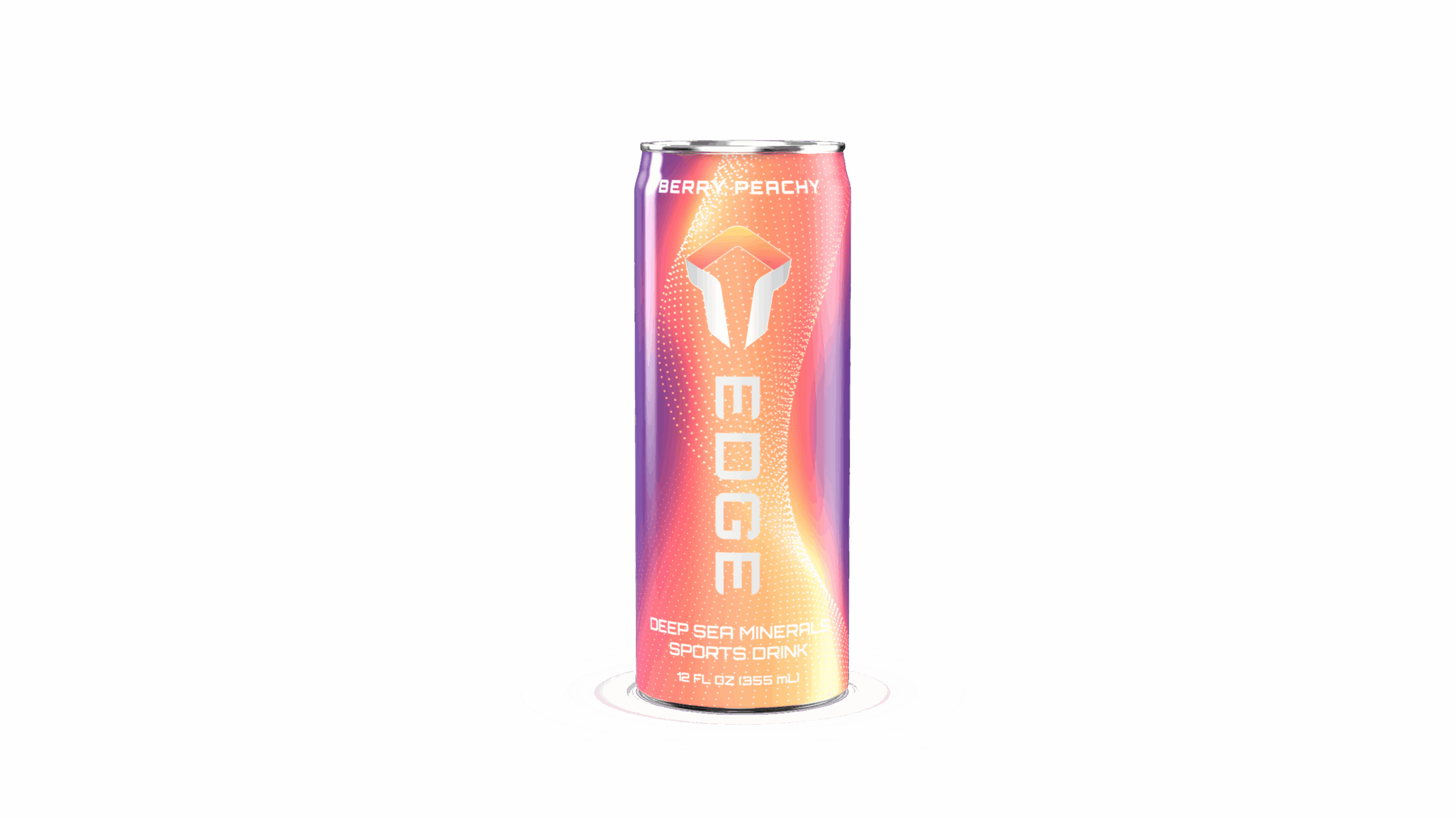 Orange and purple EDGE Deep Sea Minerals Sports Drink can, Berry Peachy flavor