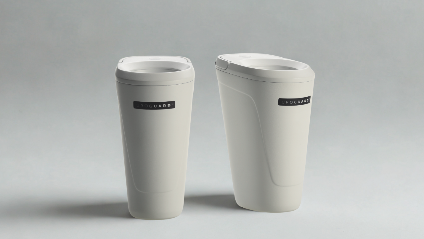 The UroGuard at-home urine flow monitoring device.