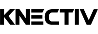 Black, bold, modern-style logo spelling “KNECTIV” in all caps on a white background,…