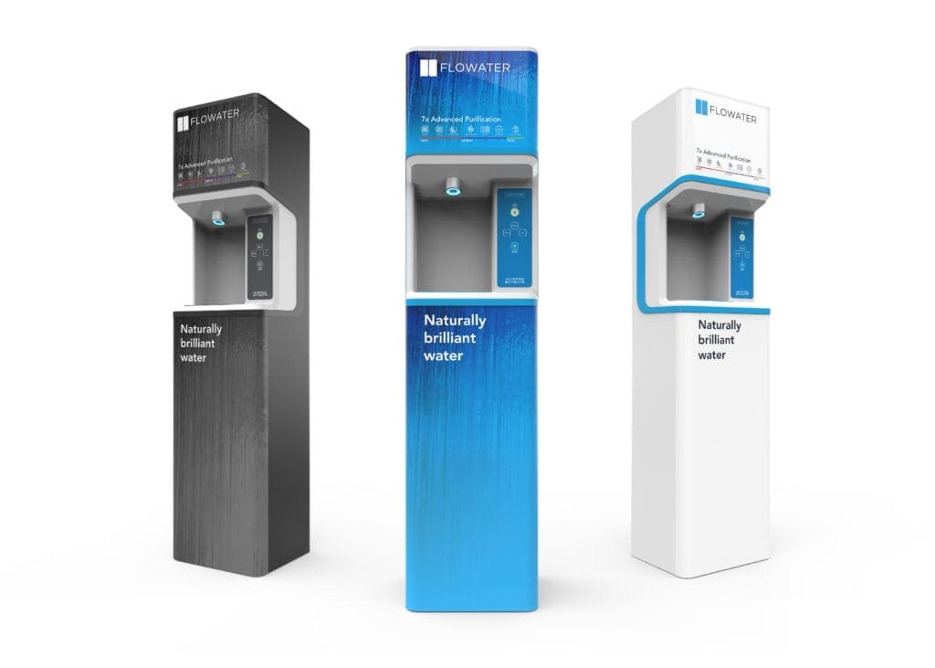 FloWater stations in three different colors