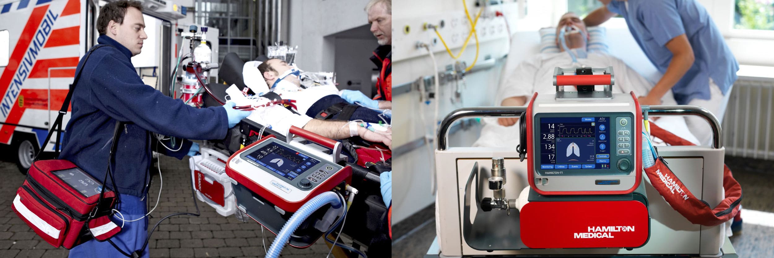 Hamilton T1 Medical Ventilator being used by emergency personel