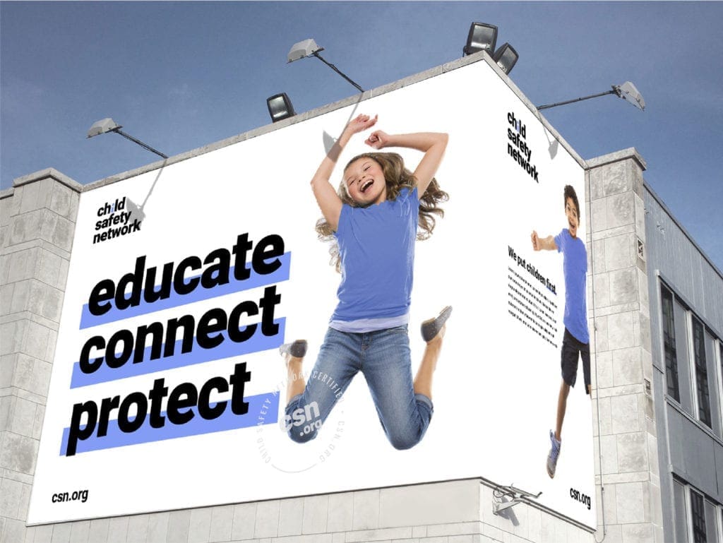 Child Safety Network branding on billboard