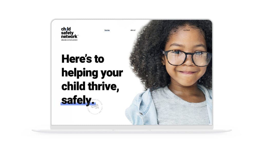 Child Safety Network branding on a computer