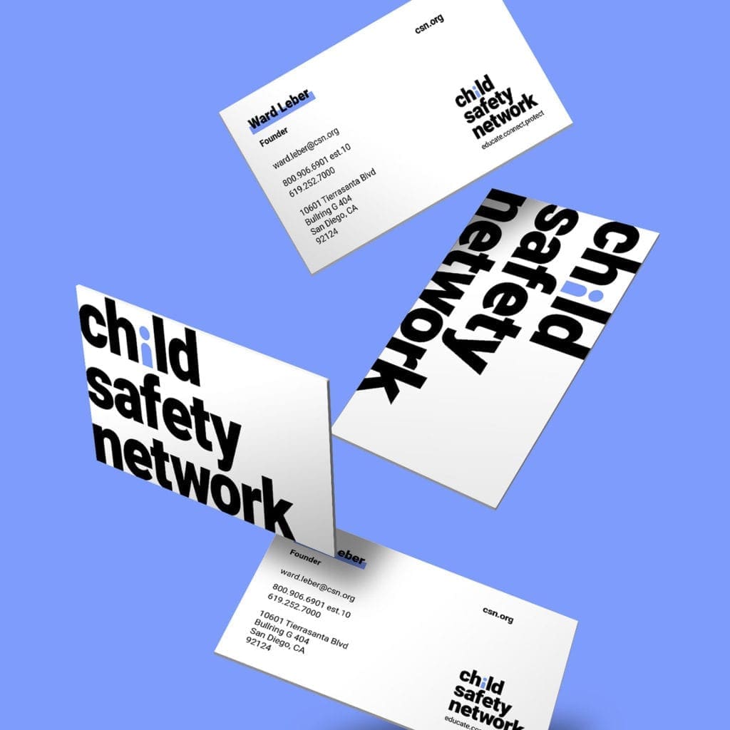 Product Design Firm view of brand, identity, and digital for Child Safety Network