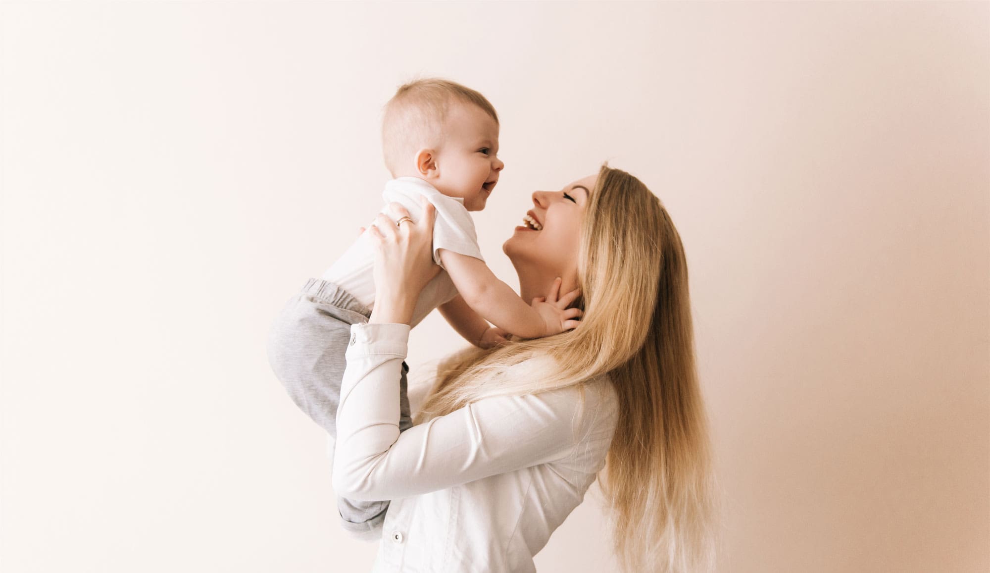 Mother and child after using Baby barista device