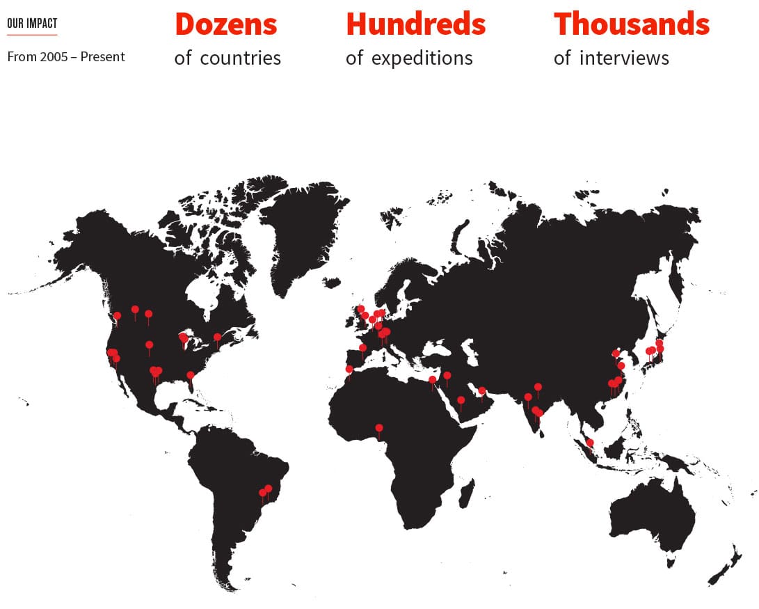 Map showing where RKS has completed projects around the world