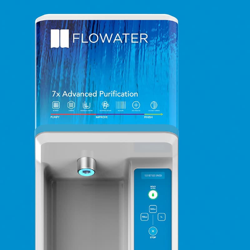 View of industrial design, engineering, research, and brand for FloWater