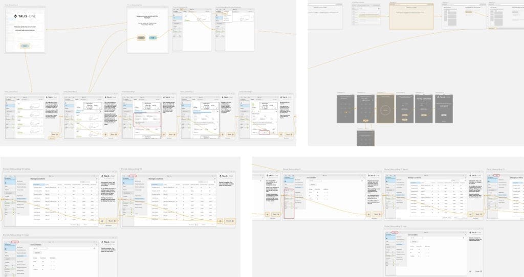 User journey wireframes for a HIPAA-compliant patient management software system.