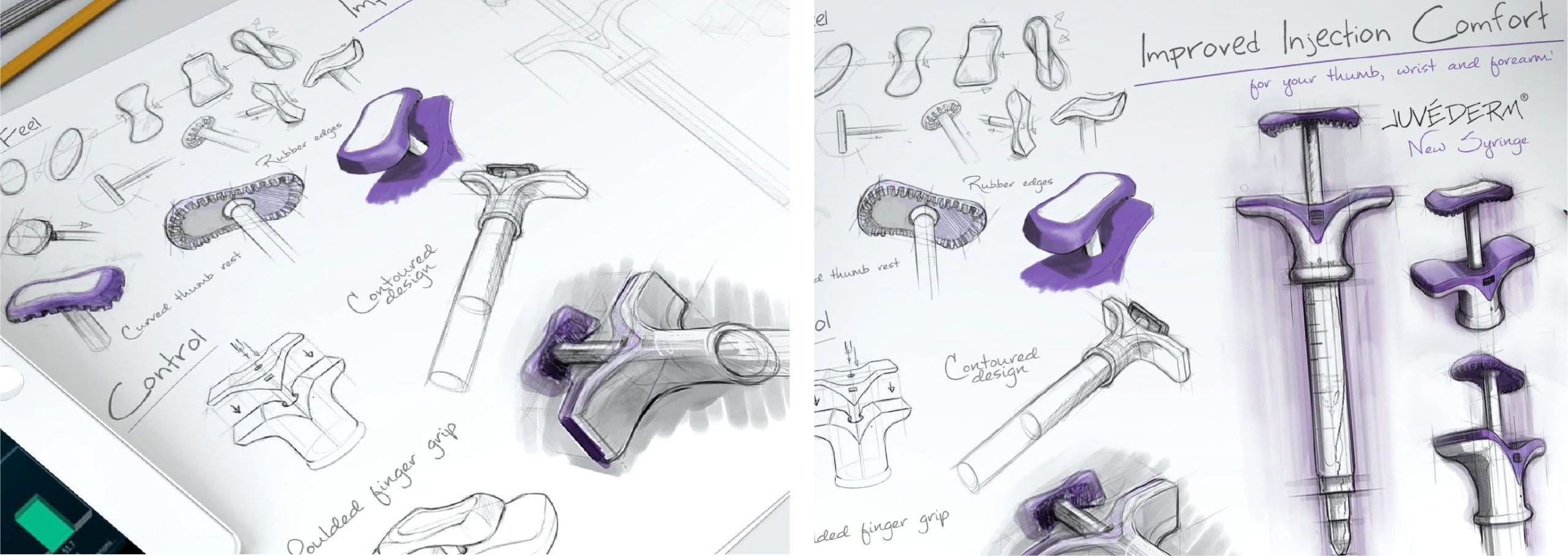 Early drawings of Allergan Juvederm syringe