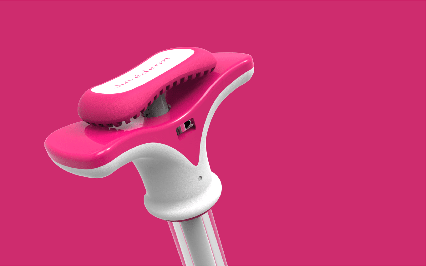 Allergan Juvederm syringe with pink background