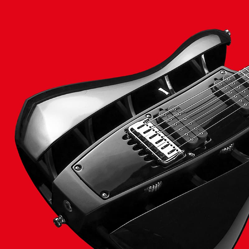 RKS Guitars Black Guitar with red background