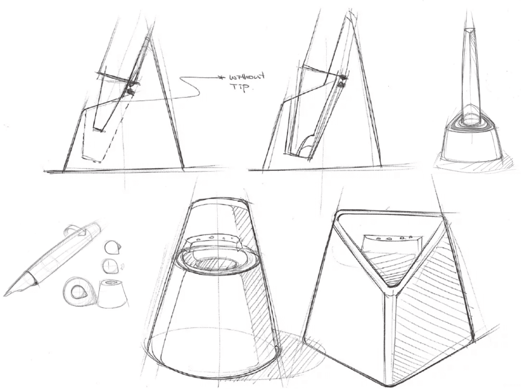Sketches of early industrial designs for Perimetrics