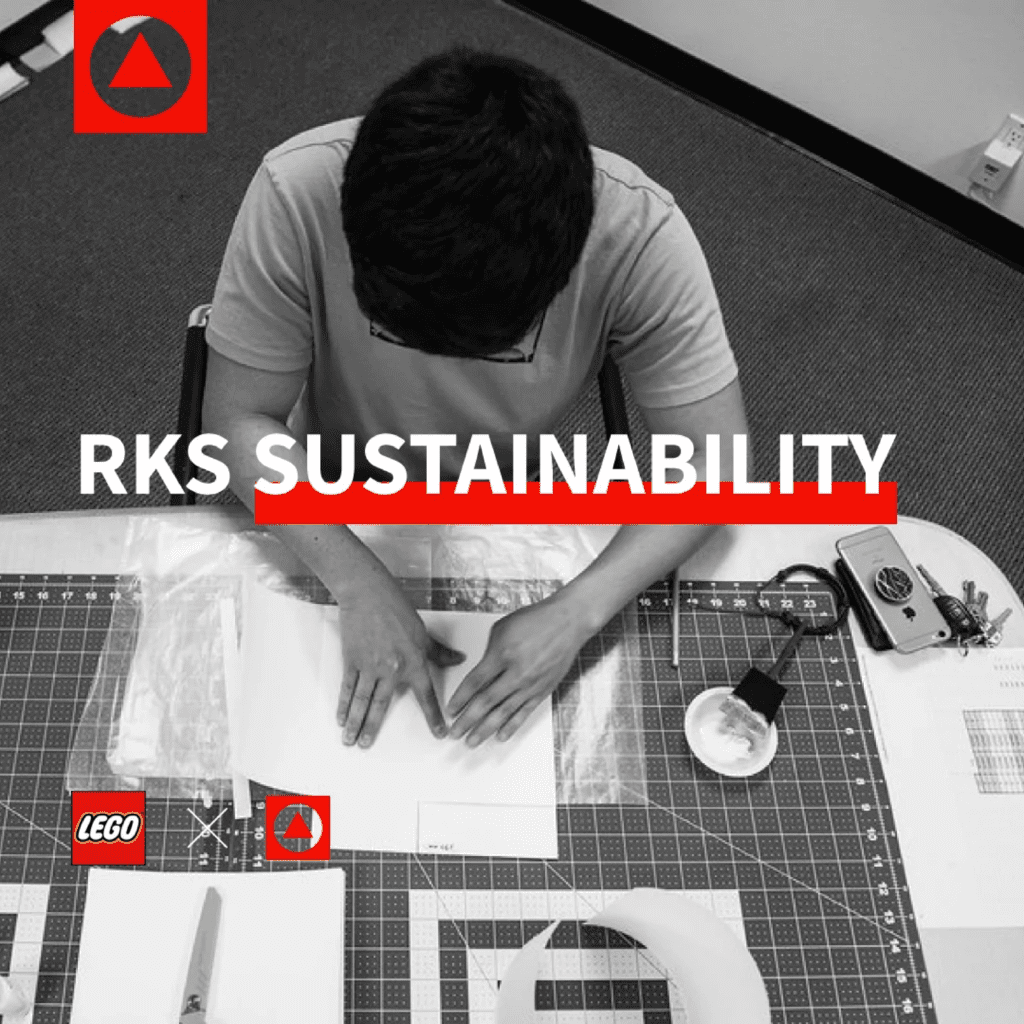 RKS employee working on a project for LEGO emphasizing the importance of designing with sustainability in mind