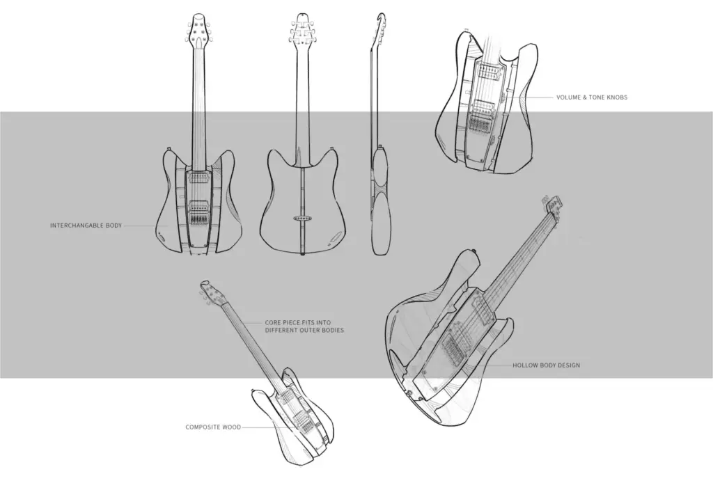 RKS Guitars Preliminary Sketches Product Design
