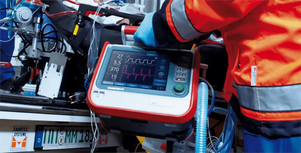 Hamilton T1 Cover Image // Hamilton T1 Medical ventilator in use
