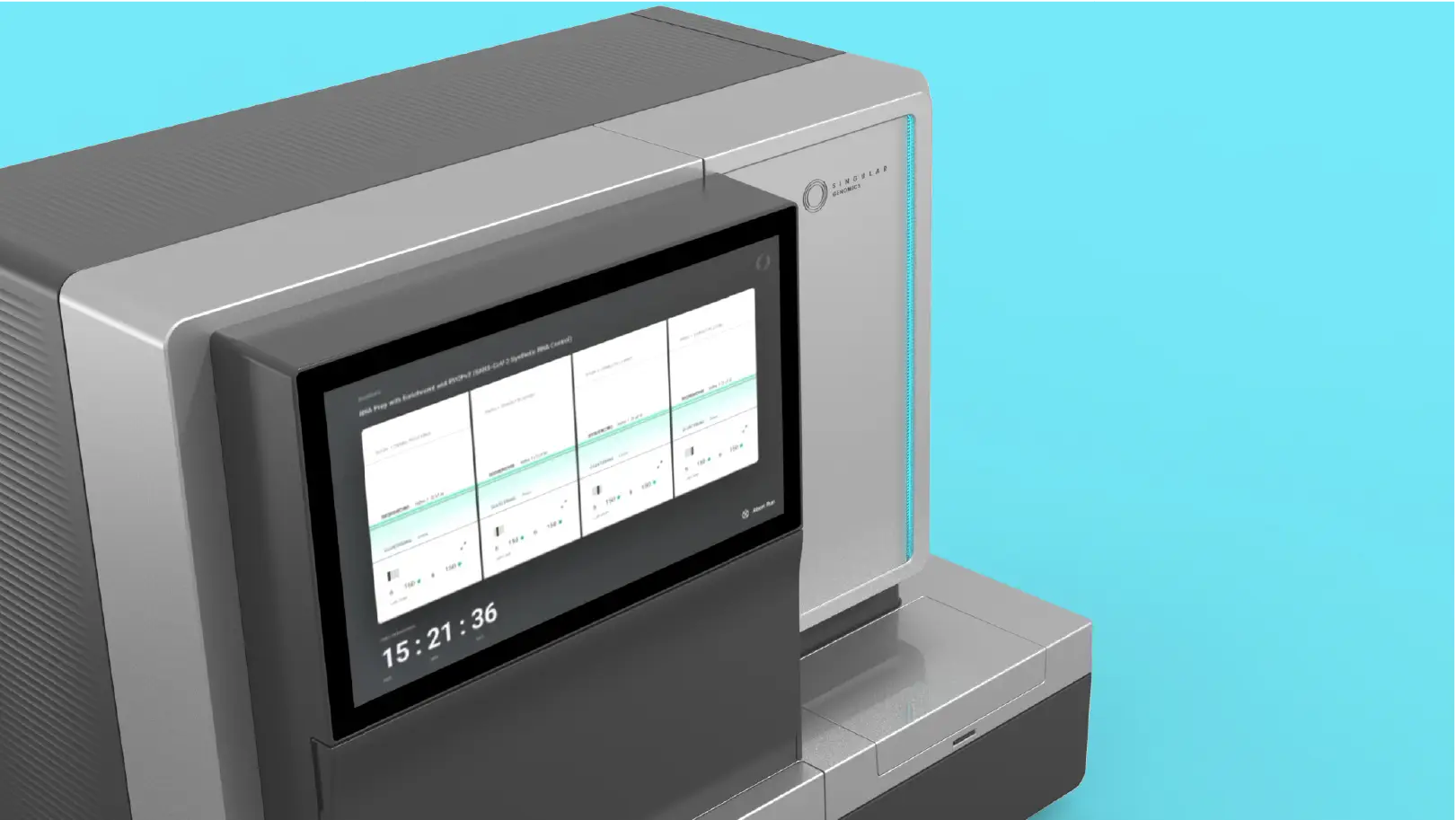 Side Angle Hero Shot of Singular Genomics DNA Sequencer designed by RKS Design
