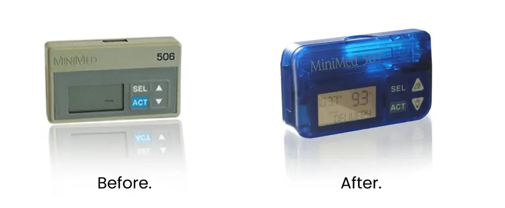 Mini Med Diabetic Pump Before and After Product Design