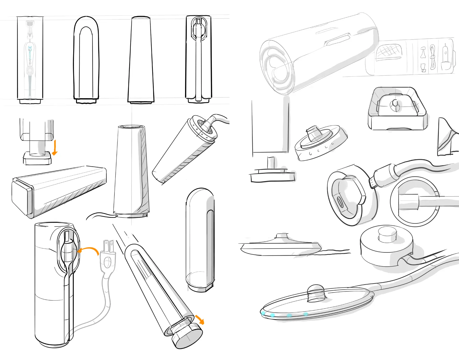 Industrial Design Sketches for Quatro Toothbrush