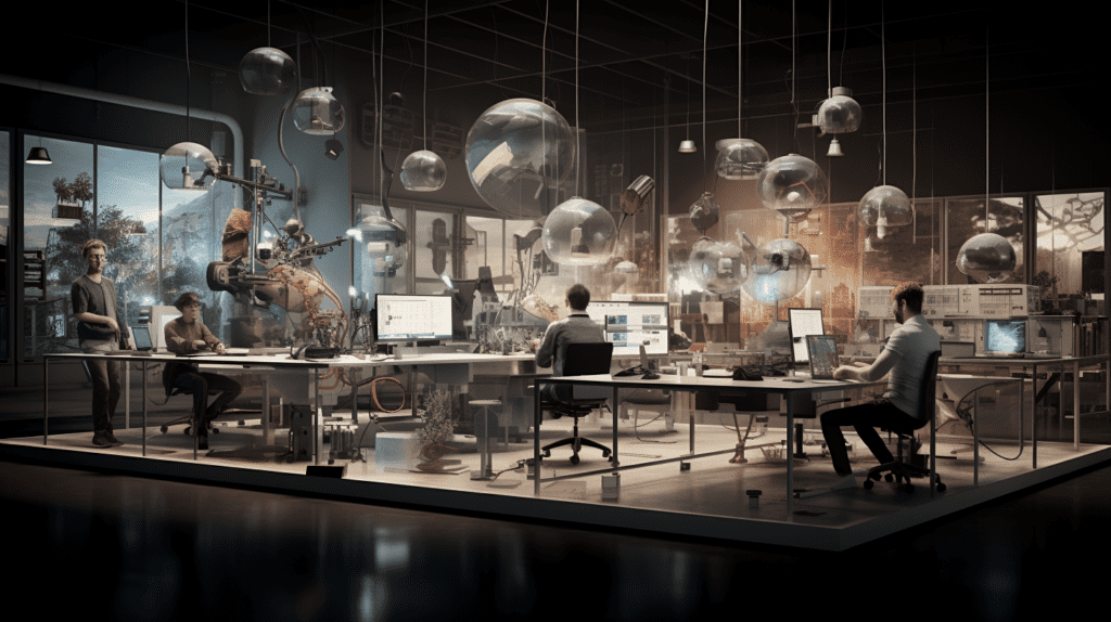 Industrial Designers in a futuristic office