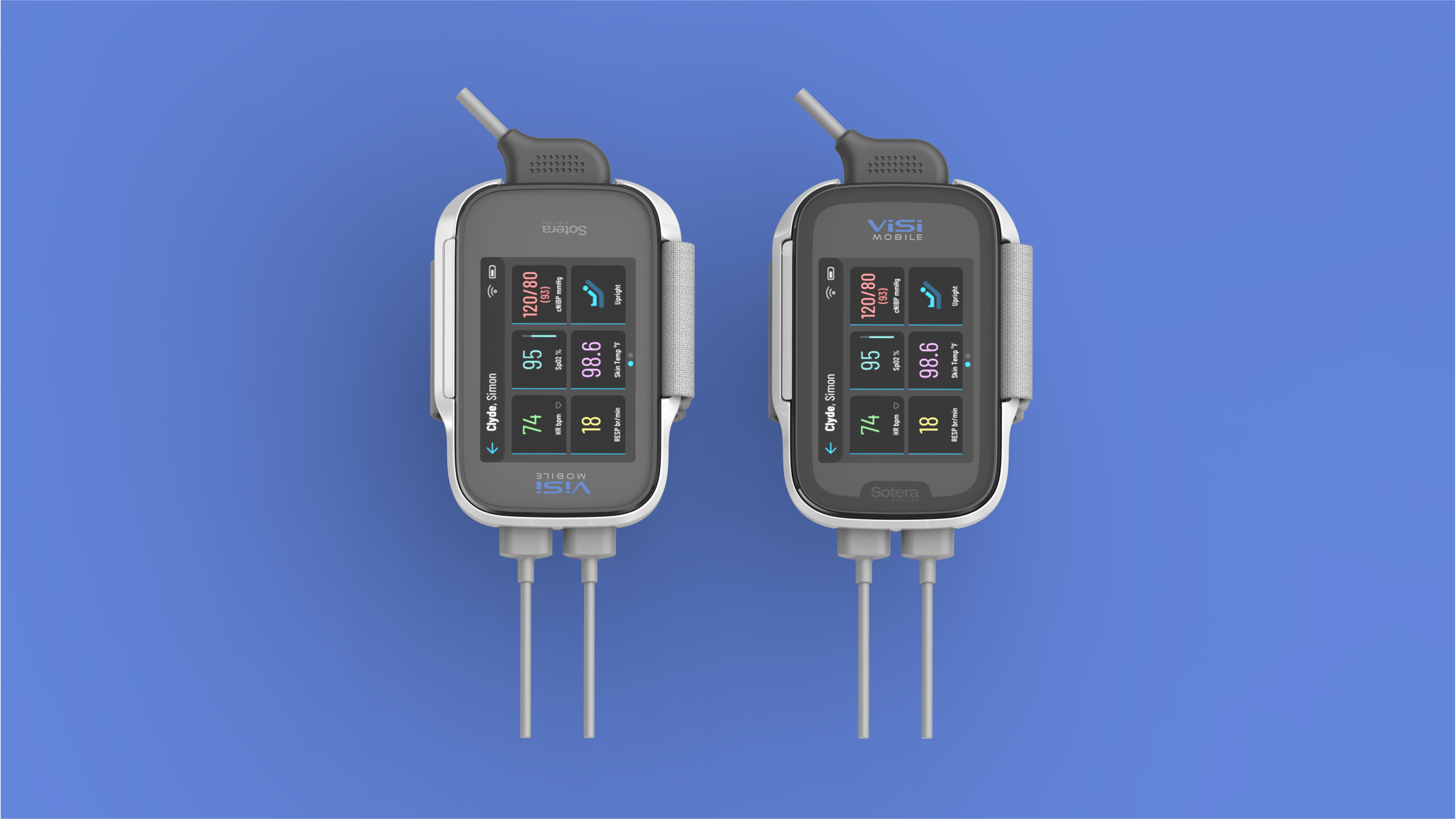 Sotera Wireless device displaying real-time patient data, designed by RKS Design.