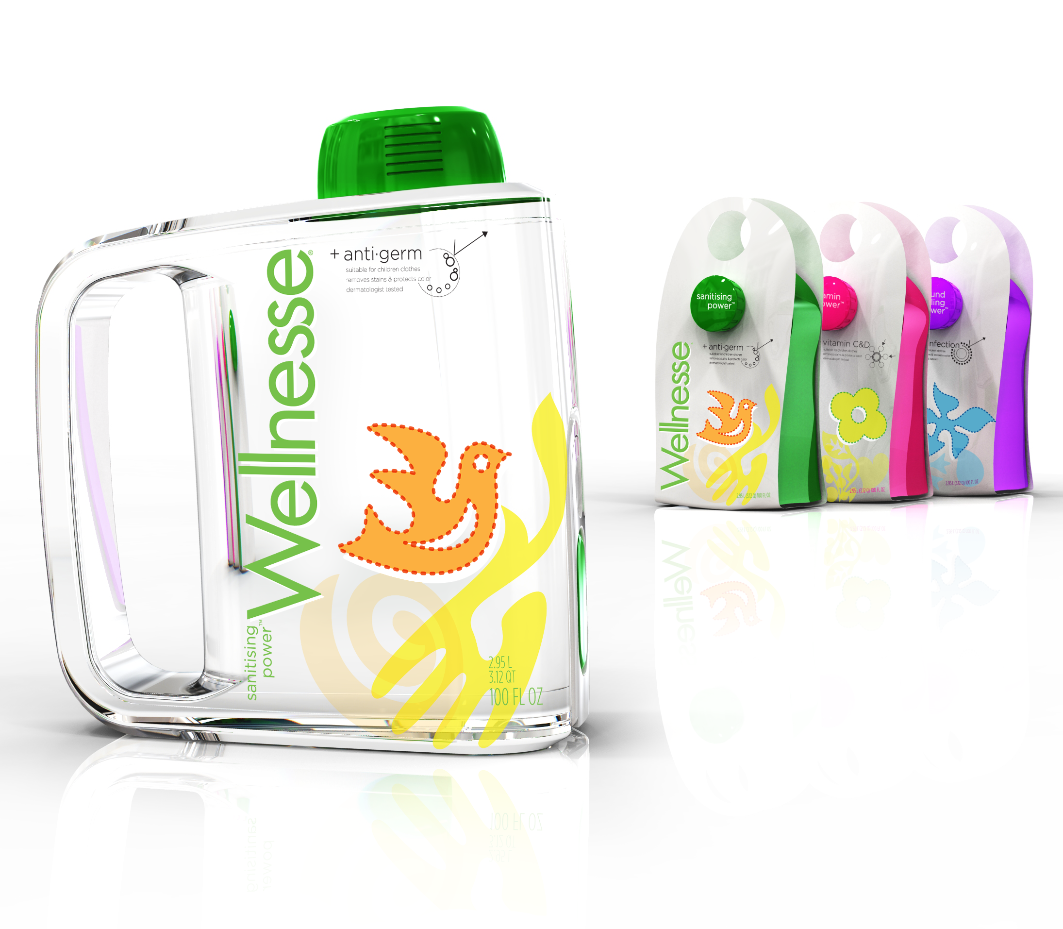 Unilever Laundry Additive’s final packaging, designed by RKS Design to promote wellness, sustainability, and hygiene innovation.