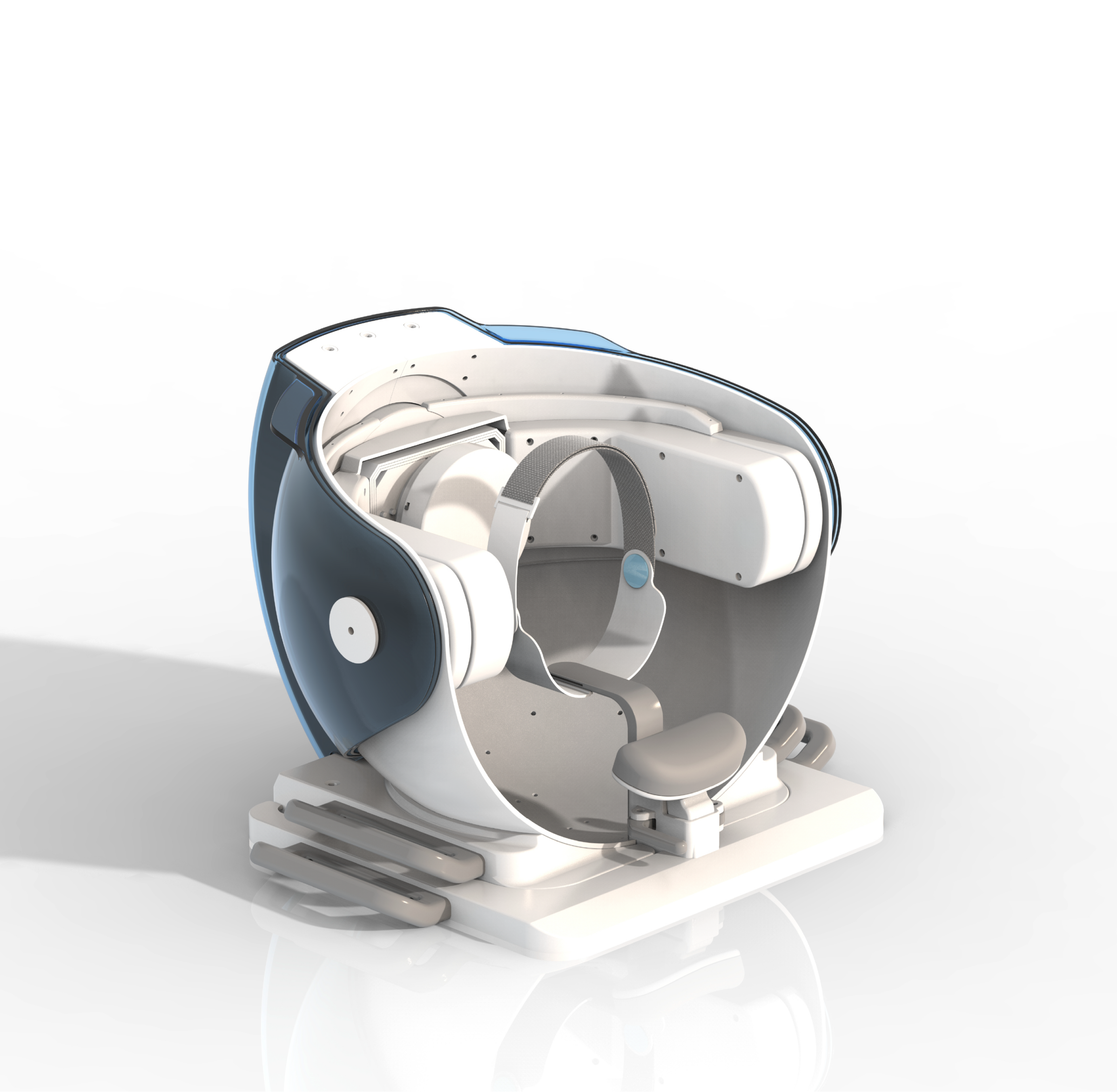 Open StrokeDx device showing internal head support, designed by RKS Design.