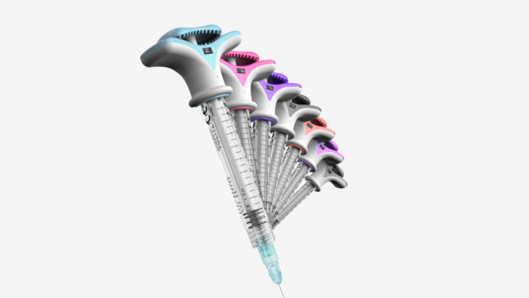 Allergan, designed by RKS Design, ergonomic branded syringe development.