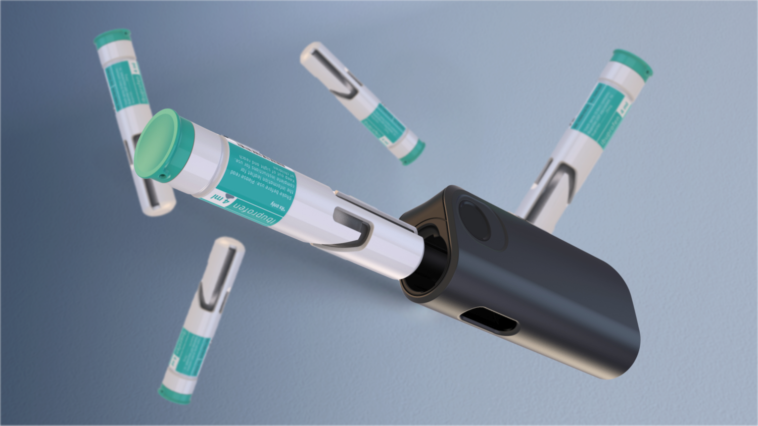 RKS Design visualization of Aspargo device with medication cartridges being inserted and ejected
