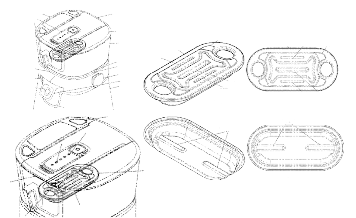 Technical patent sketches showing Reva Hookah’s pod interface and top enclosure