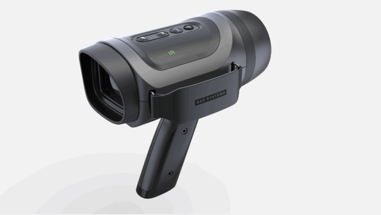 Sleek, black handheld thermal imager with ergonomic grip and BAE Systems branding