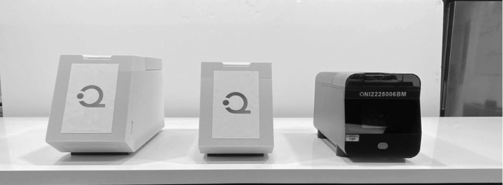 QuantumSi prototype on desktop, comparing old design to new design