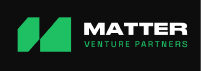Logo for Matter Venture Partners. It features a green geometric design on the left and the words MATTER VENTURE PARTNERS in white and green text on a black background, perfect for showcasing at LA Tech Week 2025.